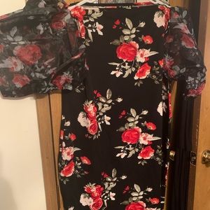 Shein 4XL off the shoulder rose dress